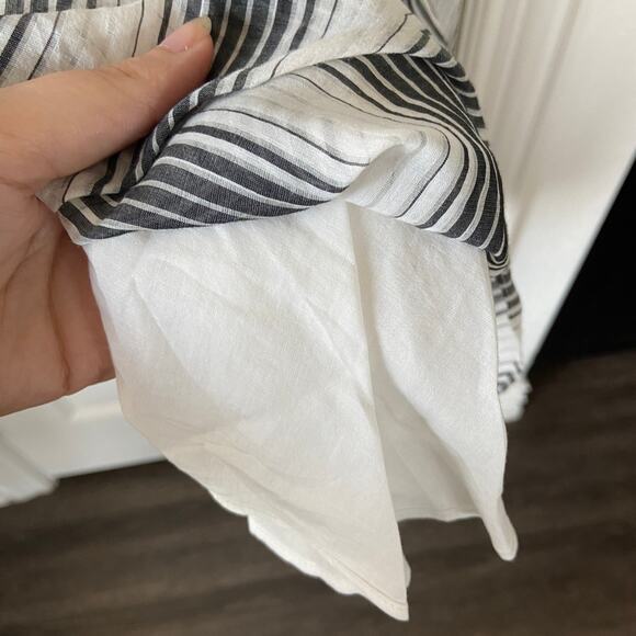 Theory Women's Size 8 Black & White Spaghetti Strap Striped Summer Athens Dress - Picture 9 of 12